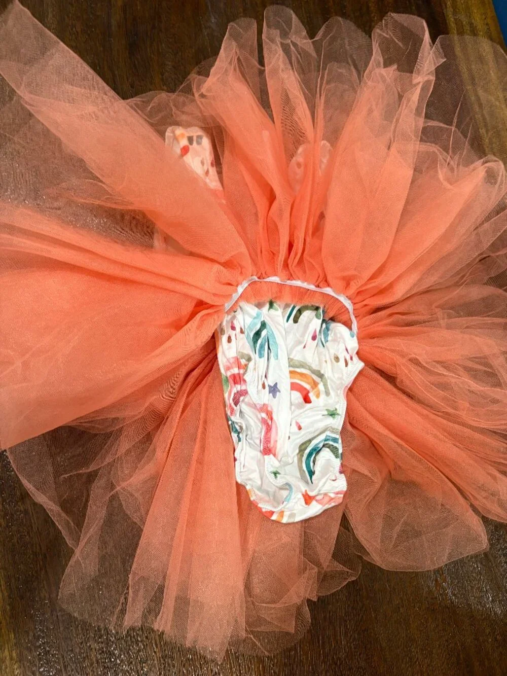 Mila & Rose Tank Soft  tutu dress Rainbows Rainbow Stars Orange sz 7/8 NWT NEW